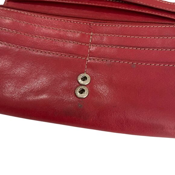 Tignanello Wallet Bag Red Burgundy Leather 7" Coin Purse Trifold Zip - Picture 6 of 16